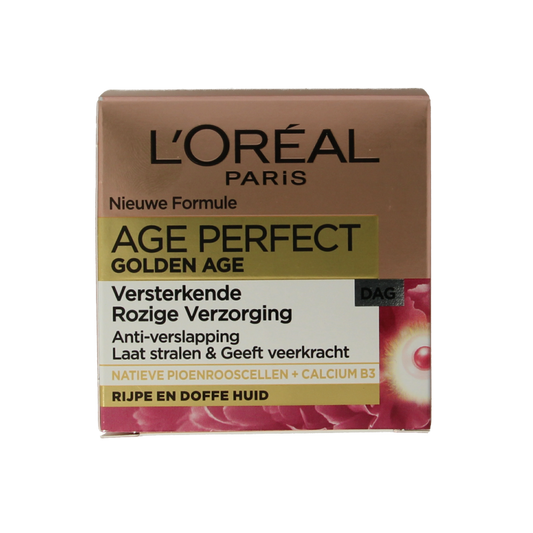 L'Oreal Paris Age Perfect Golden Age Day Cream with Rose, 50ml, facial skincare product for mature skin.