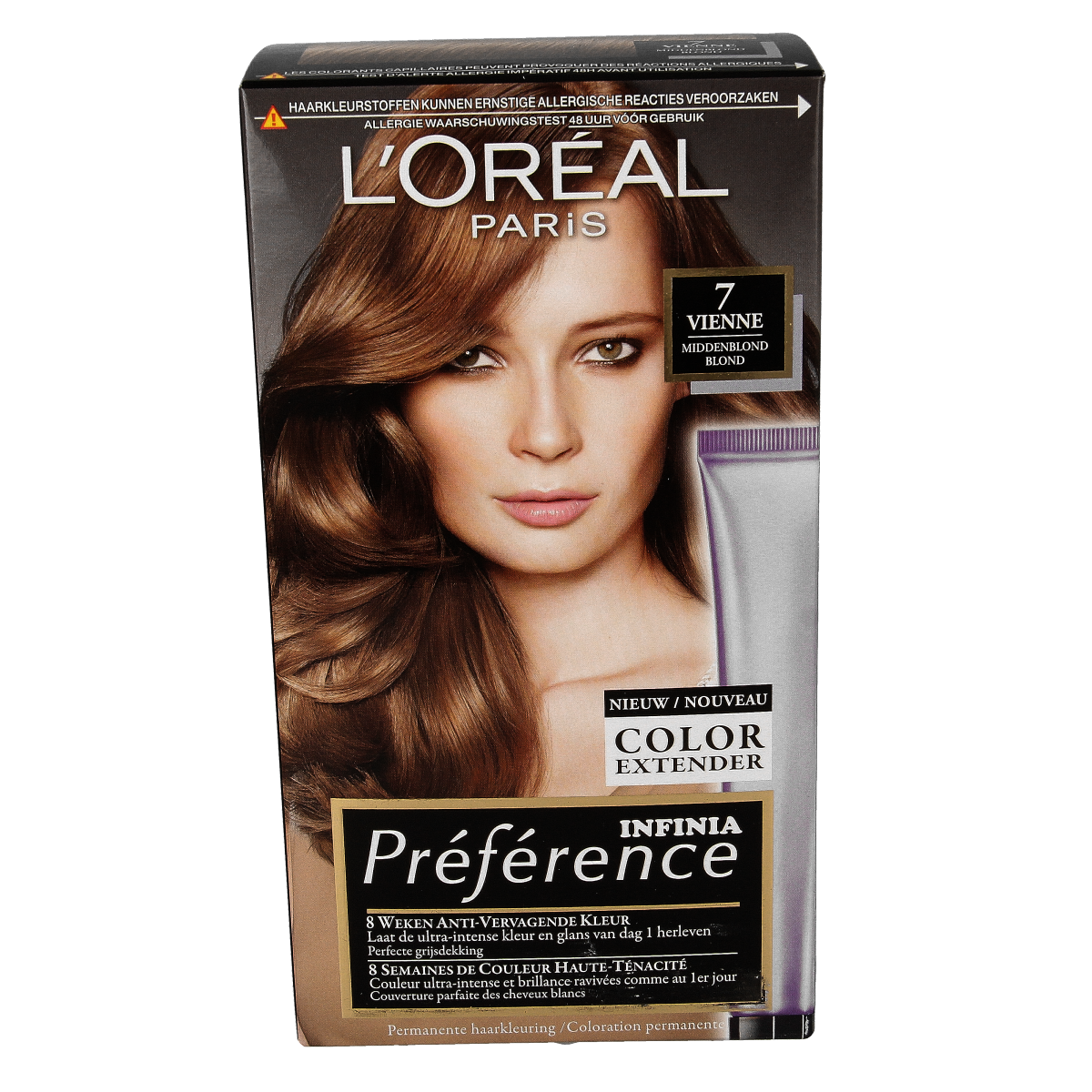 Preference 7.0 Vienne midden blond hair coloring set with blonde shades and coloring tools, natural hair color application.