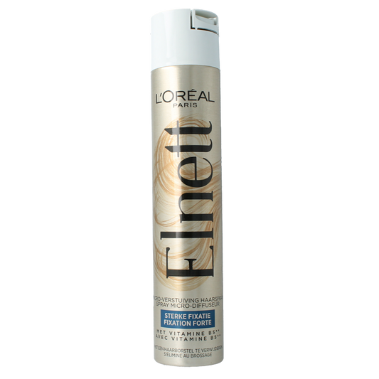 Elnett Haarspray Satin sterke fixatie 300ml with spray nozzle, for long-lasting hair hold and styling.