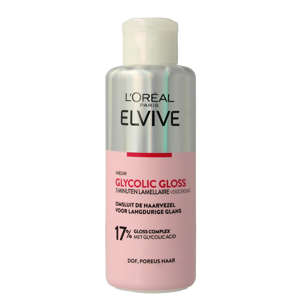 Elvive Glycolic Gloss Injection Hair Treatment bottle, 200ml, for hair care and shine, with a sleek packaging design.