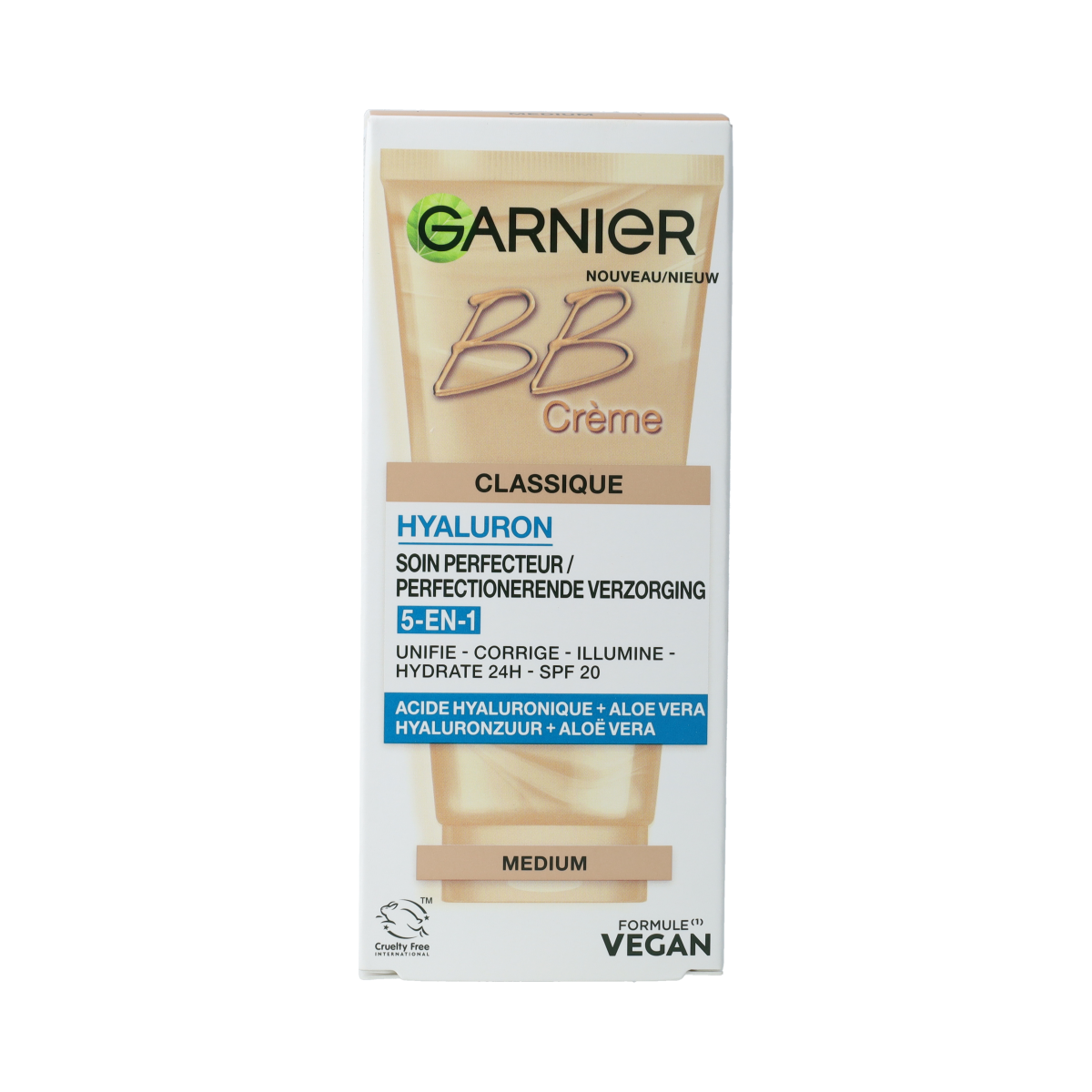 Garnier Skin Naturals BB cream classic egaliserend 50ml, facial skincare product in a tube with a beige shade.