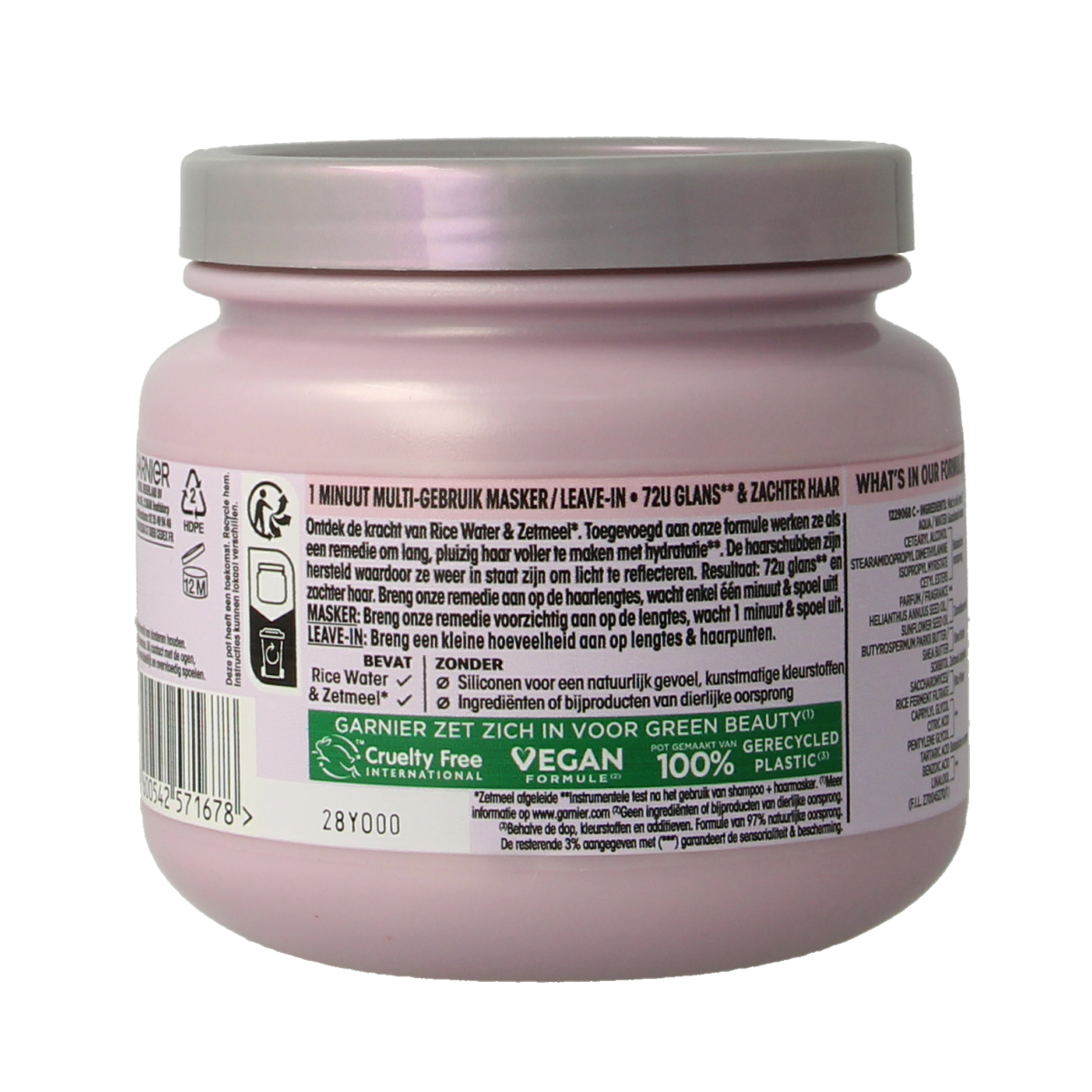 Garnier Loving Blends rice water infusion hair mask in 340ml jar, nourishing hair care product with natural ingredients.