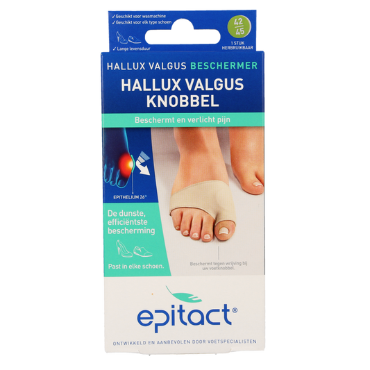 Epitact Hallux valgus knobbel beschermer maat 42/45, bandages for bunion protection, shown in the product image.