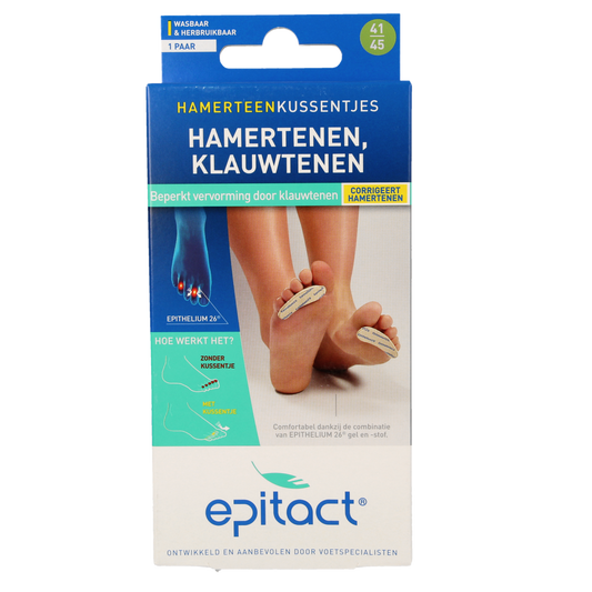 Epitact hamertenen voetverzorging set in maat 41/45 with 2 pieces, designed for foot care and comfort.