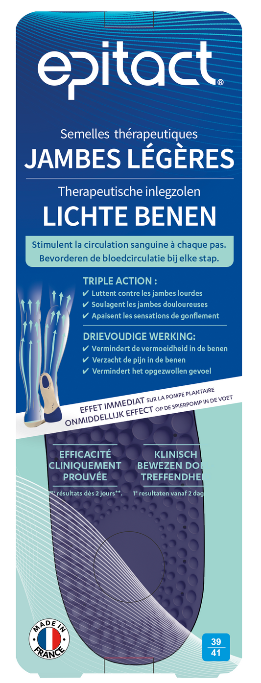 Epitact Inlegzolen lichte benen, size 39-41, showing soft cushioning and arch support for lightweight leg comfort.