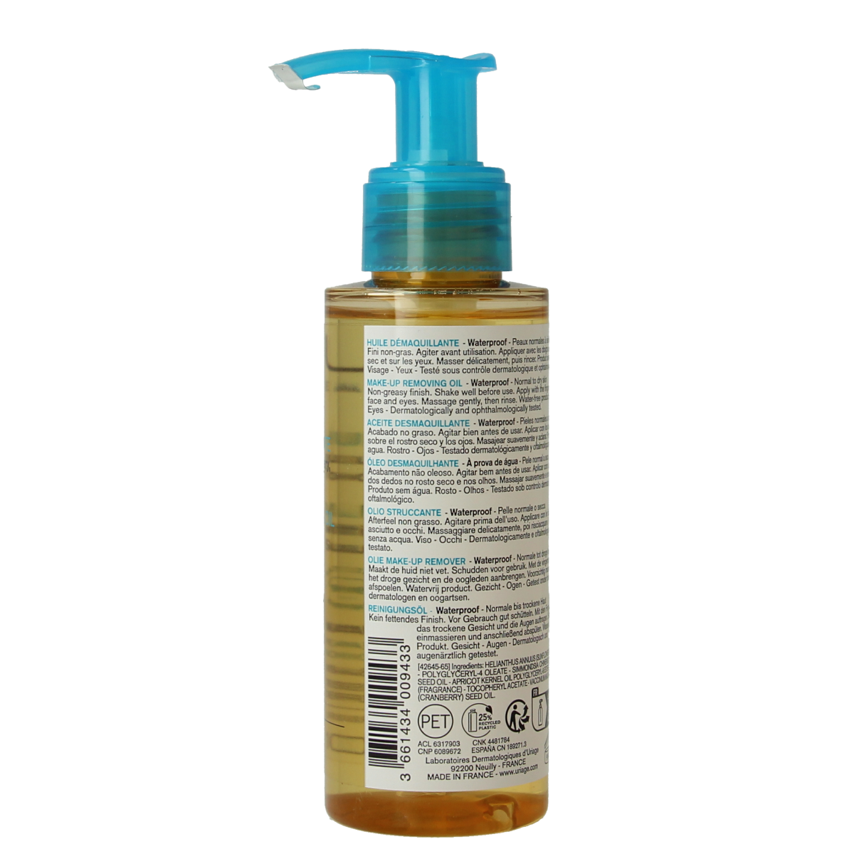Uriage Thermaal Water Make-up Verwijder Olie in 100ml bottle, gezichtsverzorging product for gentle makeup removal.