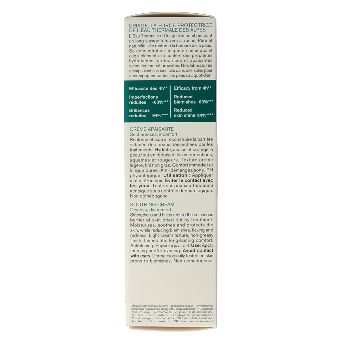 Uriage Hyseac gezichtsverzorging voor uitdroging in 40 ml, met een tube en productinformatie op de verpakking.