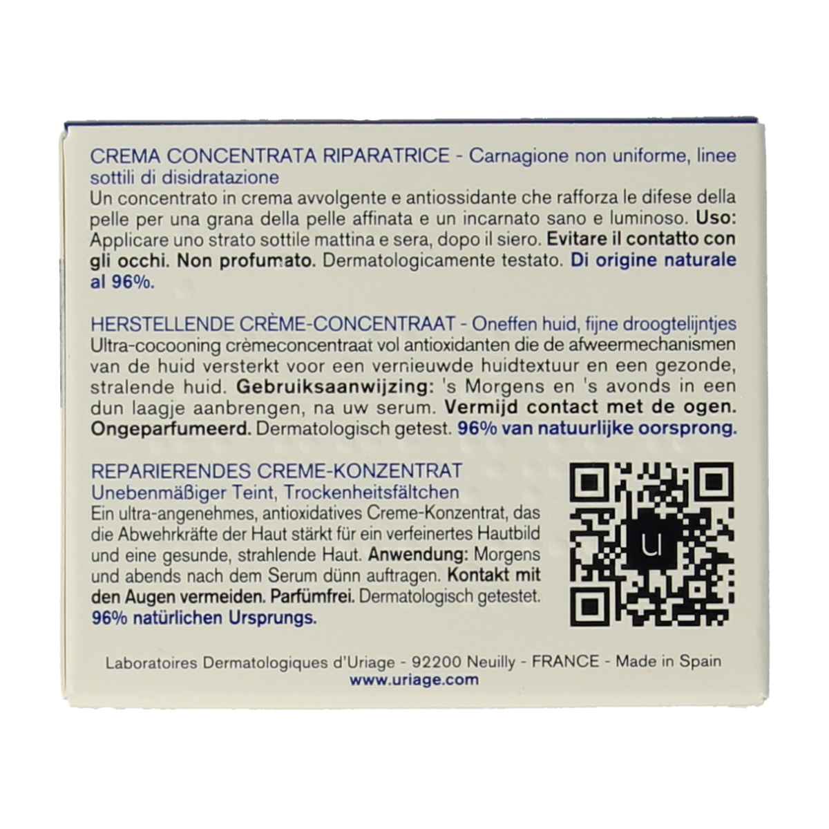 Uriage Cica Daily Cream Concentrate in 50ml jar, facial skincare product with soothing and repairing properties.