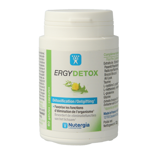 Nutergia Ergydetox herbal supplement capsules, 60-count, natural herbal remedy for detox and wellness.