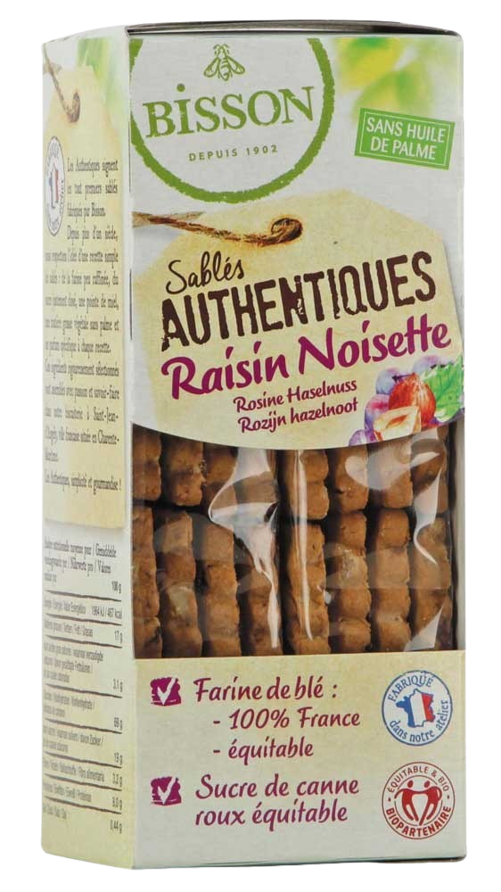 Bisson Op=Op Authentieke zandkoekjes m hazeln/rozijn bio 175.00 Gram