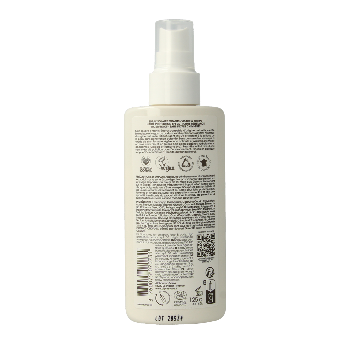 Alphanova Sun Sun bio kids spray SPF30 vegan 125.00 Milliliter