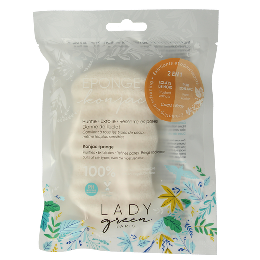 Lady Green Konjac lichaamsspons crushed walnut 1.00 Stuks