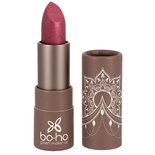Boho Green Makeup Lipstick Orchidee 204 in green packaging, 3.50g, with a glossy finish and natural floral design.