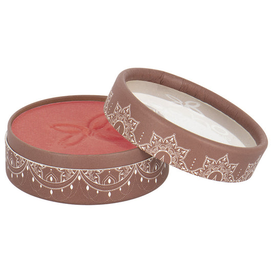 Boho Green Makeup Blush Lie de Vin 06 in 4.50g with green packaging, displaying the vibrant burgundy powder and compact case.