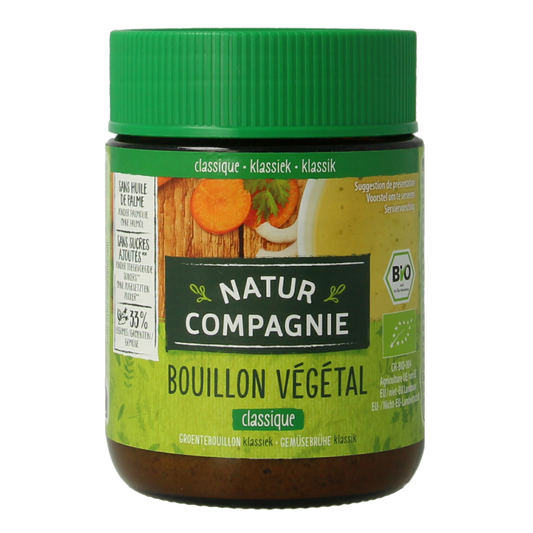 Organic Natur Compagnie vegetable bouillon powder in a 100g package, ideal for soups and broths, natural and flavorful.