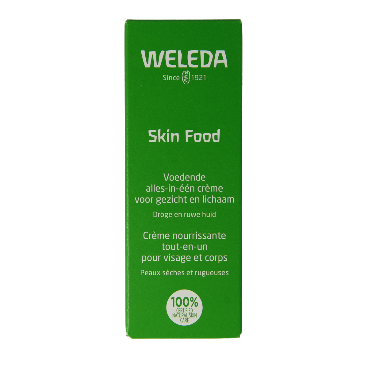 Weleda Skin Food body care product in a 30ml tube, featuring natural skincare ingredients and simple packaging.