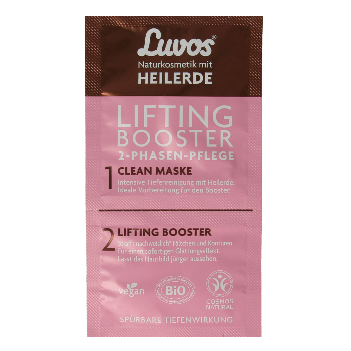 Luvos Crememasker lifting booster two-phase bio facial treatment in 9.50ml jar, designed for skin rejuvenation and care.