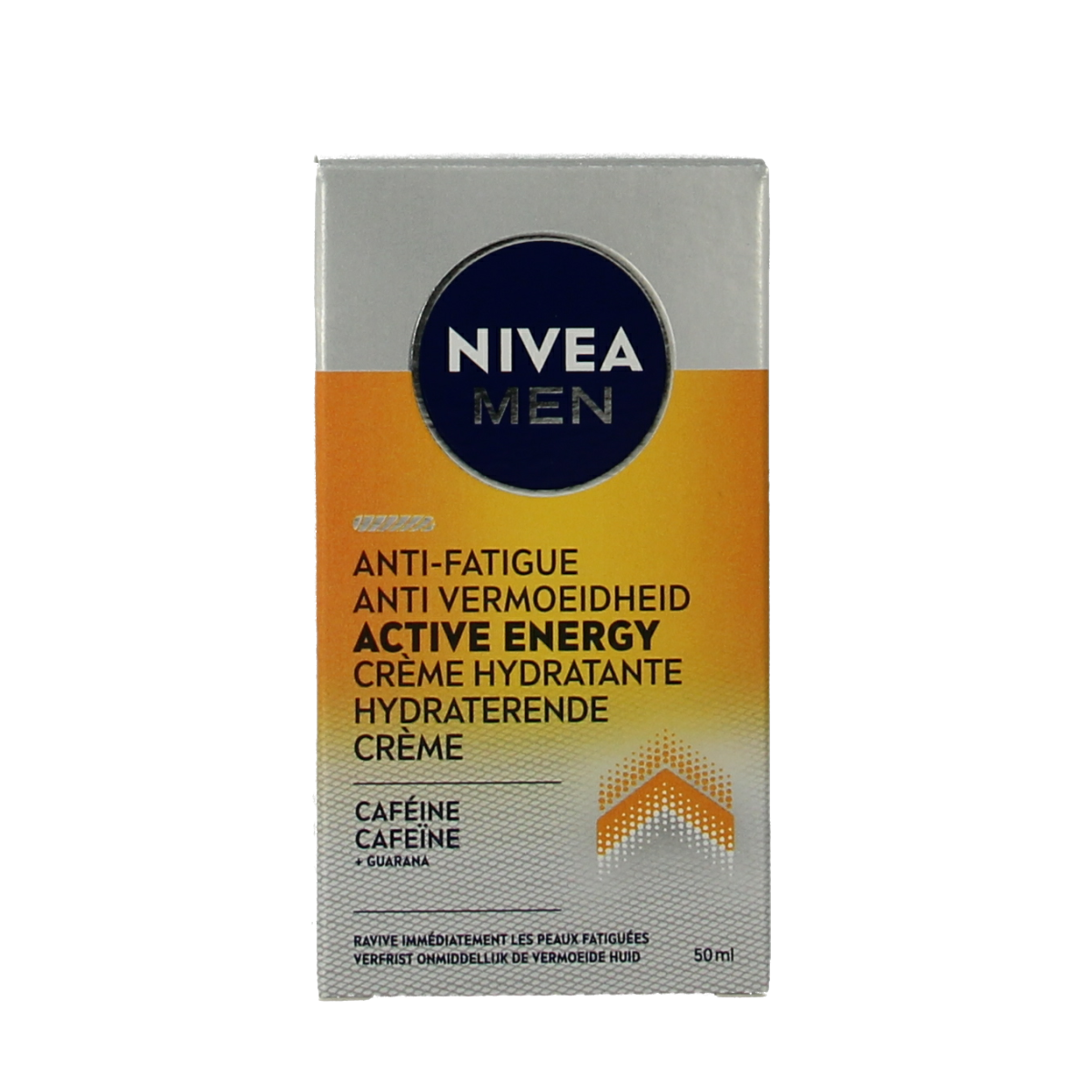 Nivea Men Active Energy facial moisturizer in 50ml tube, designed for men's skincare and energizing facial care.
