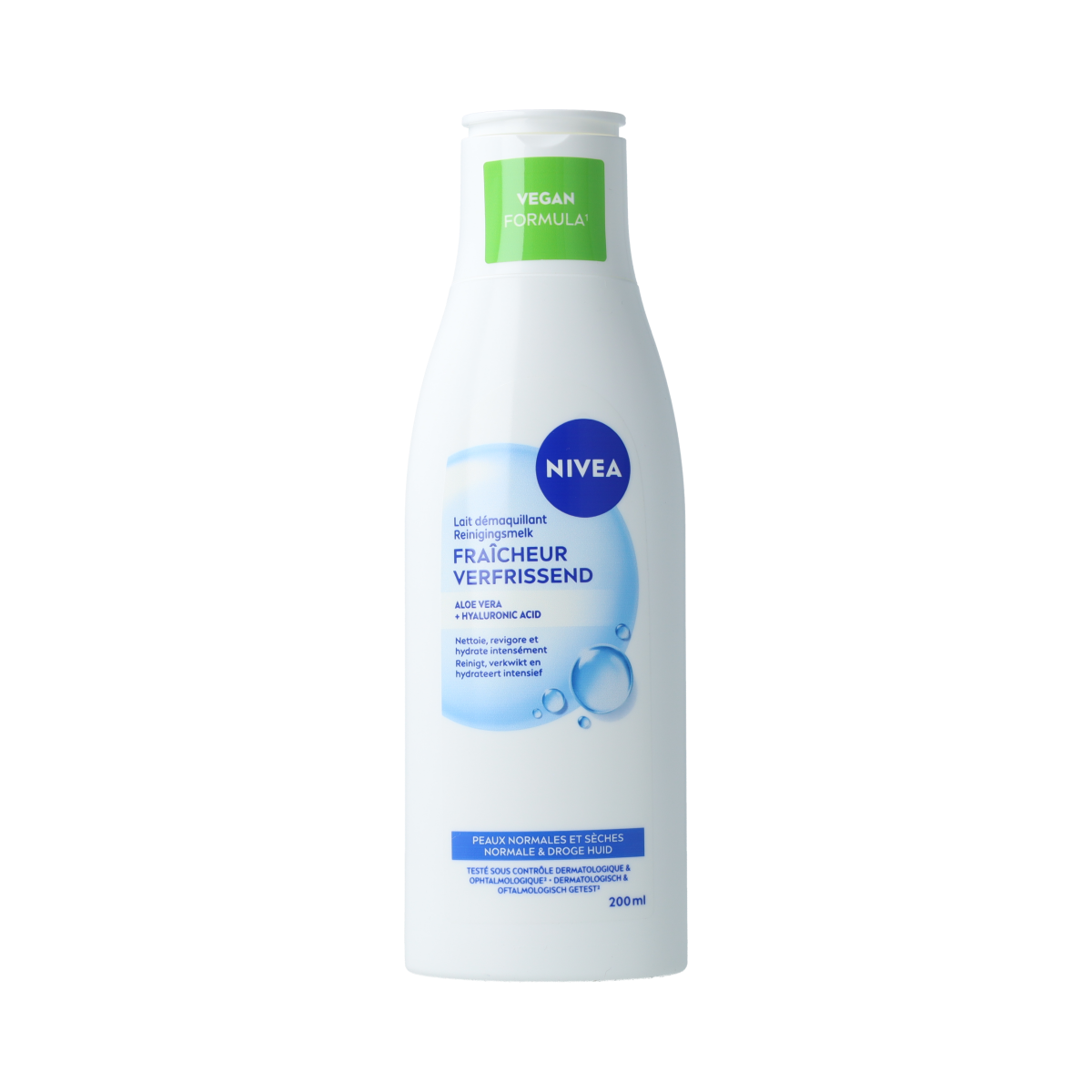 Nivea Essentials refreshing cleansing milk for face in 200ml bottle, gentle skincare product for clean, refreshed skin