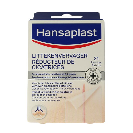 Hansaplast Little Scar Patches and Tape, 21 pieces, for gentle scar healing and skin protection, shown in the image.