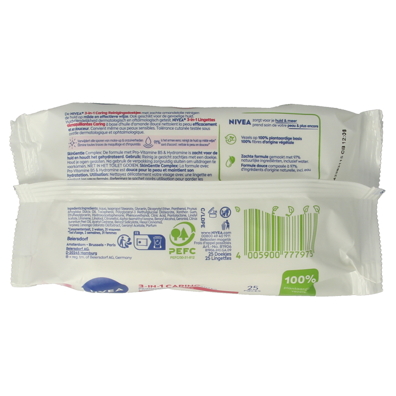 Nivea Verzachtende doekjes droge/gevoelige huid 25 Stuks