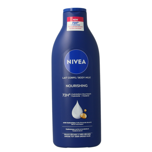 Nivea Verzorgende Milk body lotion in a 400ml bottle, moisturizing and nourishing skincare product for dry skin.