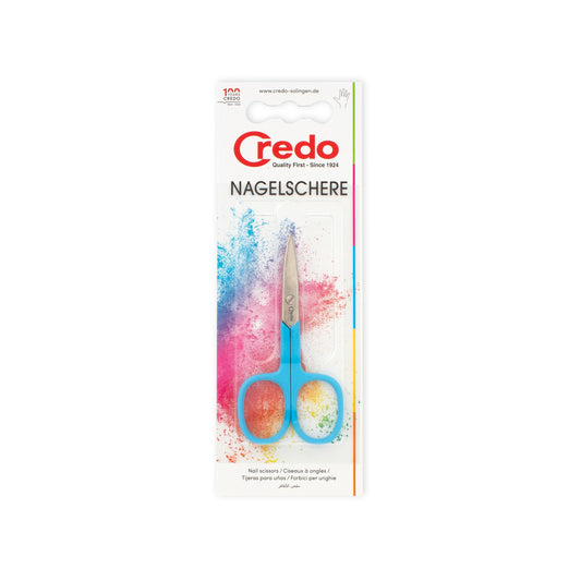Credo Pop Art curved nail scissors, 9cm, manicure and pedicure tool for precise nail trimming.