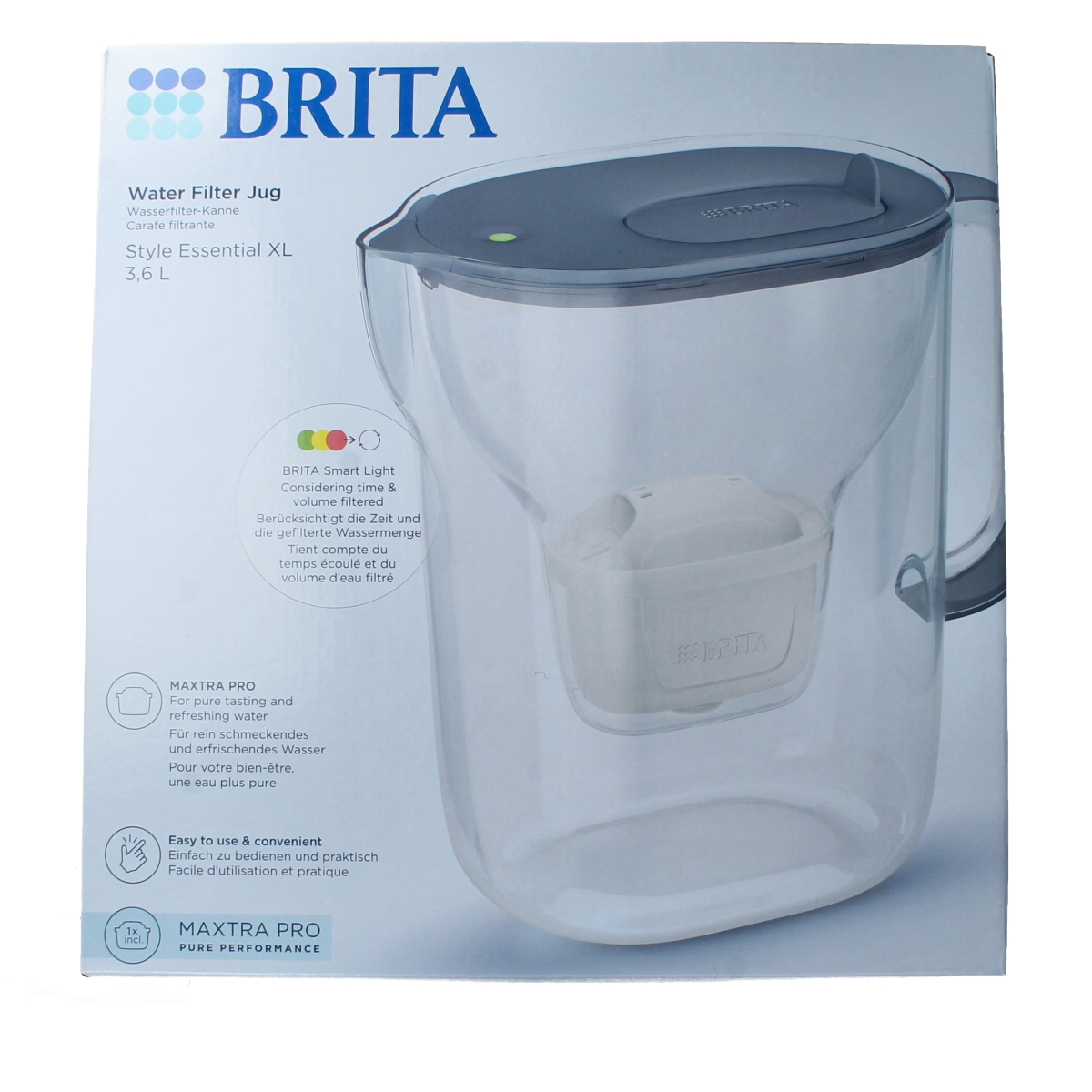 Brita Style XL stone blue water filter pitcher for cooking and dining, 1.00 liter capacity, Brita brand.