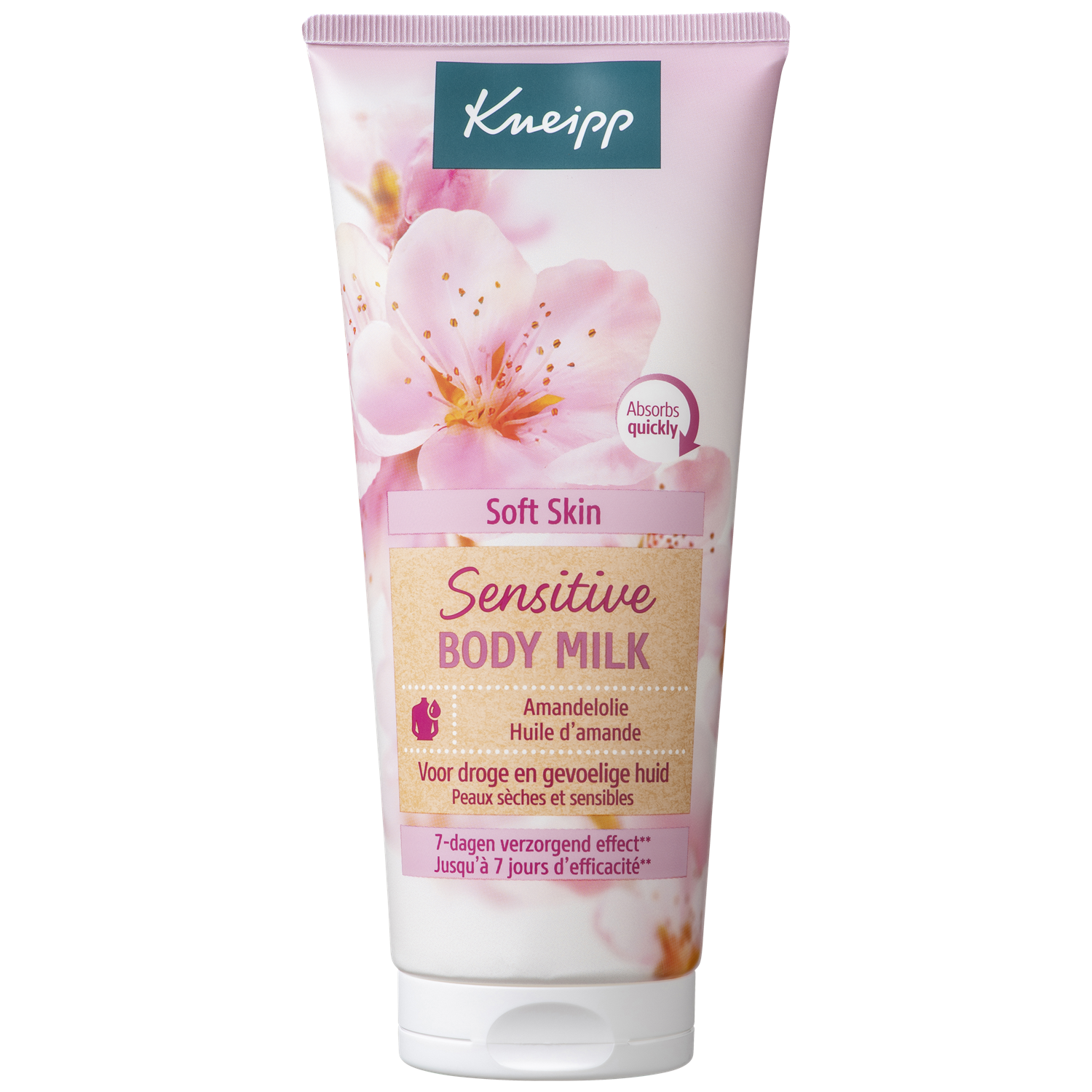 Kneipp Sensitive Body Milk in 200ml, moisturizing lotion with soft skin benefits, shown in a 400ml bottle with a light, soothing design.