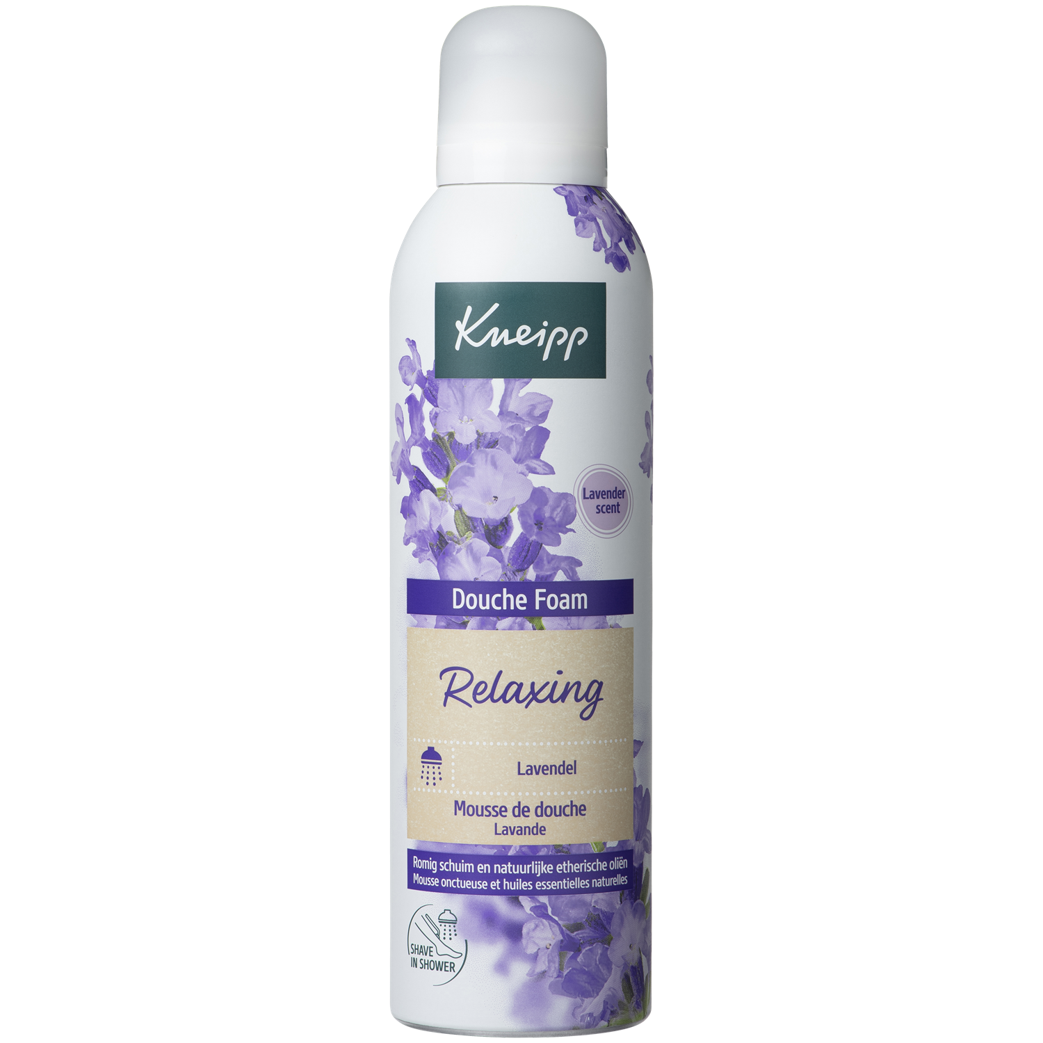Kneipp Relaxing Douche Foam in a 200ml bottle, with gentle, soothing foam for a relaxing shower experience.