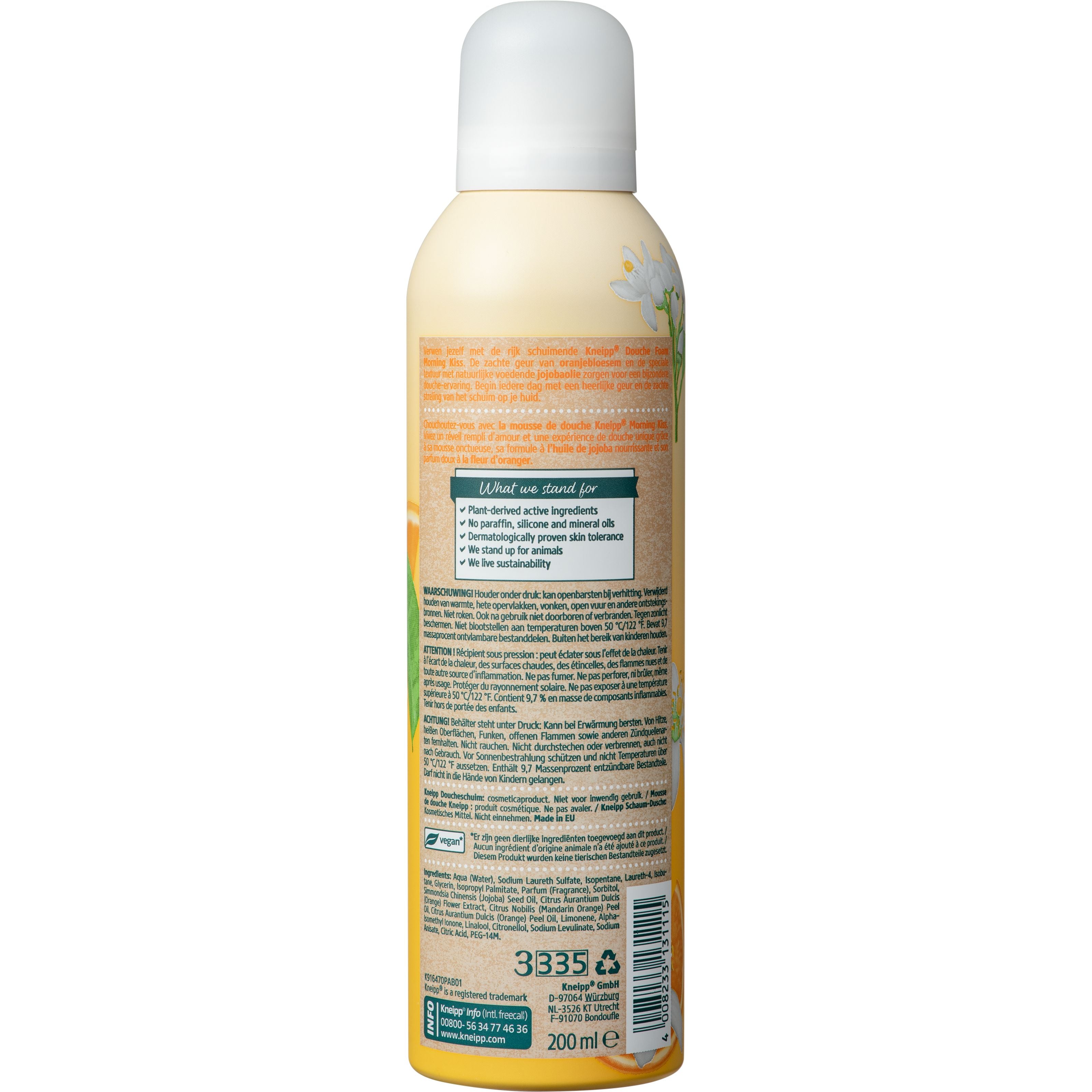 Kneipp Morning kiss douche foam oranjebloesem jojobaolie 200 Milliliter