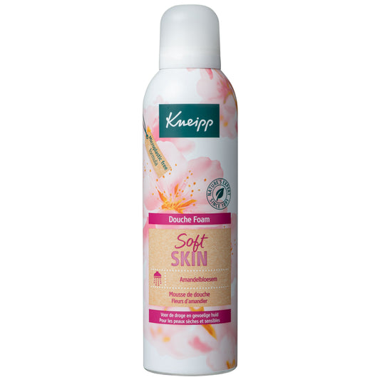 Kneipp Soft Skin Douche Foam Amandelbloesem in 200ml bottle, gentle skin cleanser with almond blossom scent.