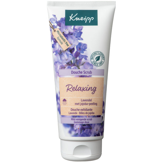 Kneipp Relaxing douche scrub with lavender and jojoba, 200ml, for soothing body peeling in a shower or bath.