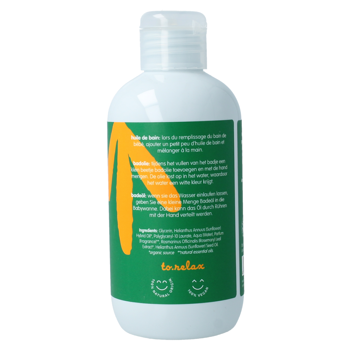 Petit et Jolie baby bath oil 200ml bottle with soft label and pump for gentle baby and toddler skincare in a caring setting.