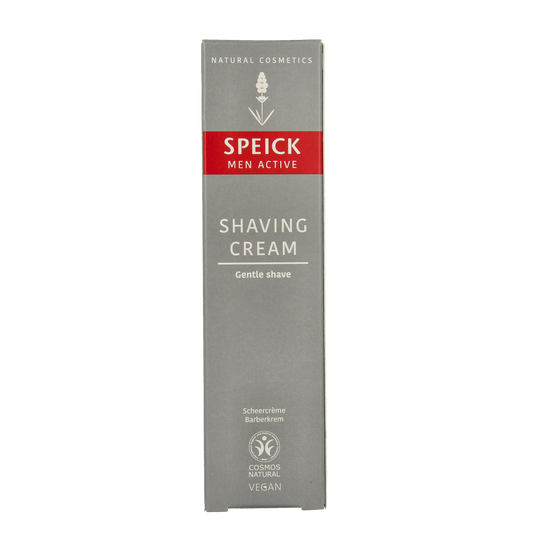 Speick Men active shaving cream in 75g tube, ideal for men's grooming and facial hair removal.