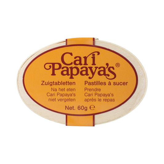 Marma Cari Papaya Vezels en Enzymen tabletten, dietary supplement with papaya extract and enzymes for digestion support