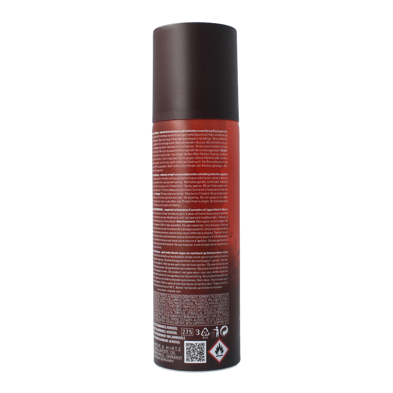 Tabac Original anti-perspirant spray bottle, 200ml, with classic branding and spray nozzle visible.