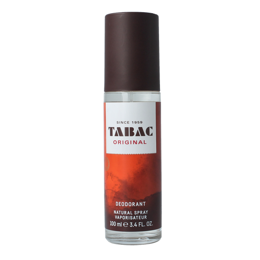 Tabac Original deodorant vapor spray bottle, 100ml, with classic branding and sleek design visible on the packaging.