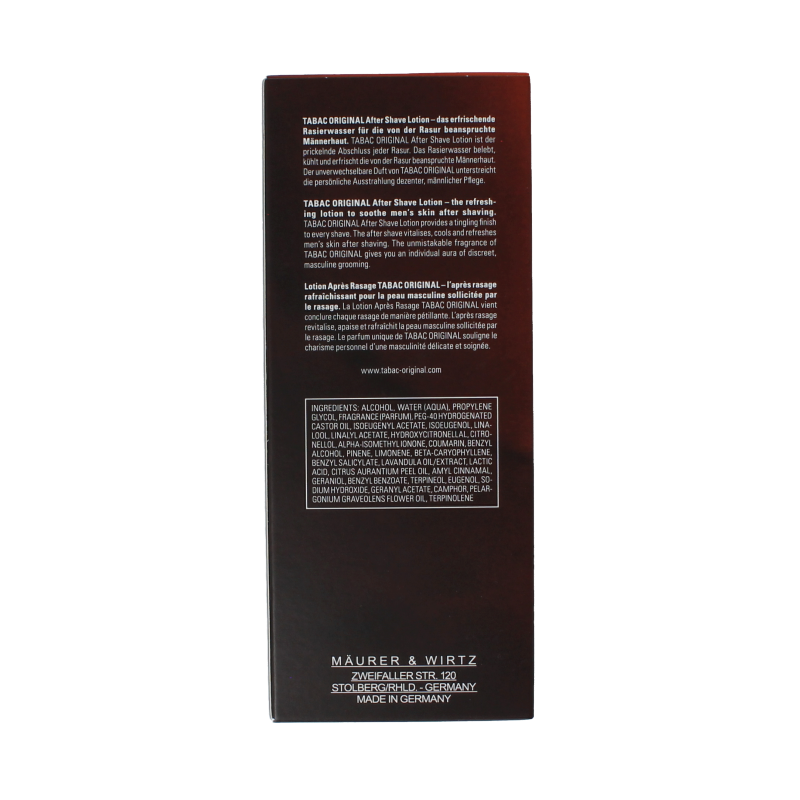 Tabac Original aftershave lotion in 200ml bottle, featuring classic packaging and branding for men's grooming.