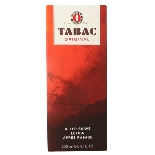 Tabac Original aftershave lotion 200ml in a glass bottle with a classic label, designed for men’s grooming.