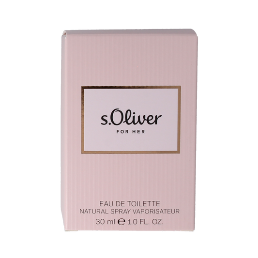 S Oliver For Her eau de toilette spray 30ml with elegant bottle design, showcasing the fragrance and branding.
