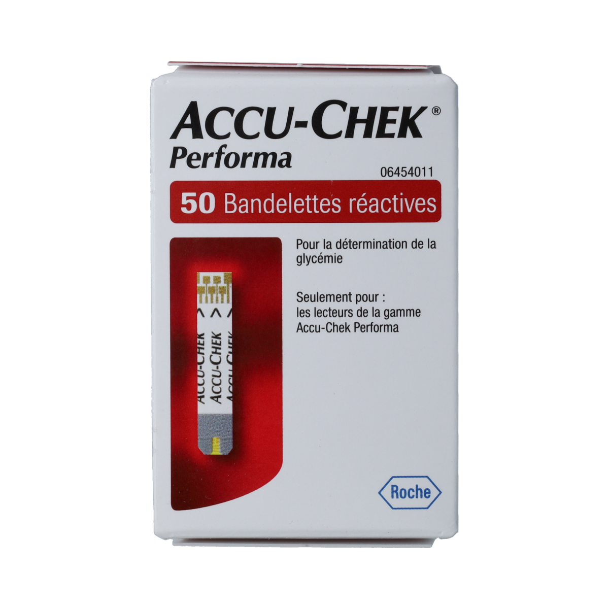 Accu-Chek Performa blood glucose test strips, 50-pack, designed for accurate diabetes testing and easy blood sample collection.