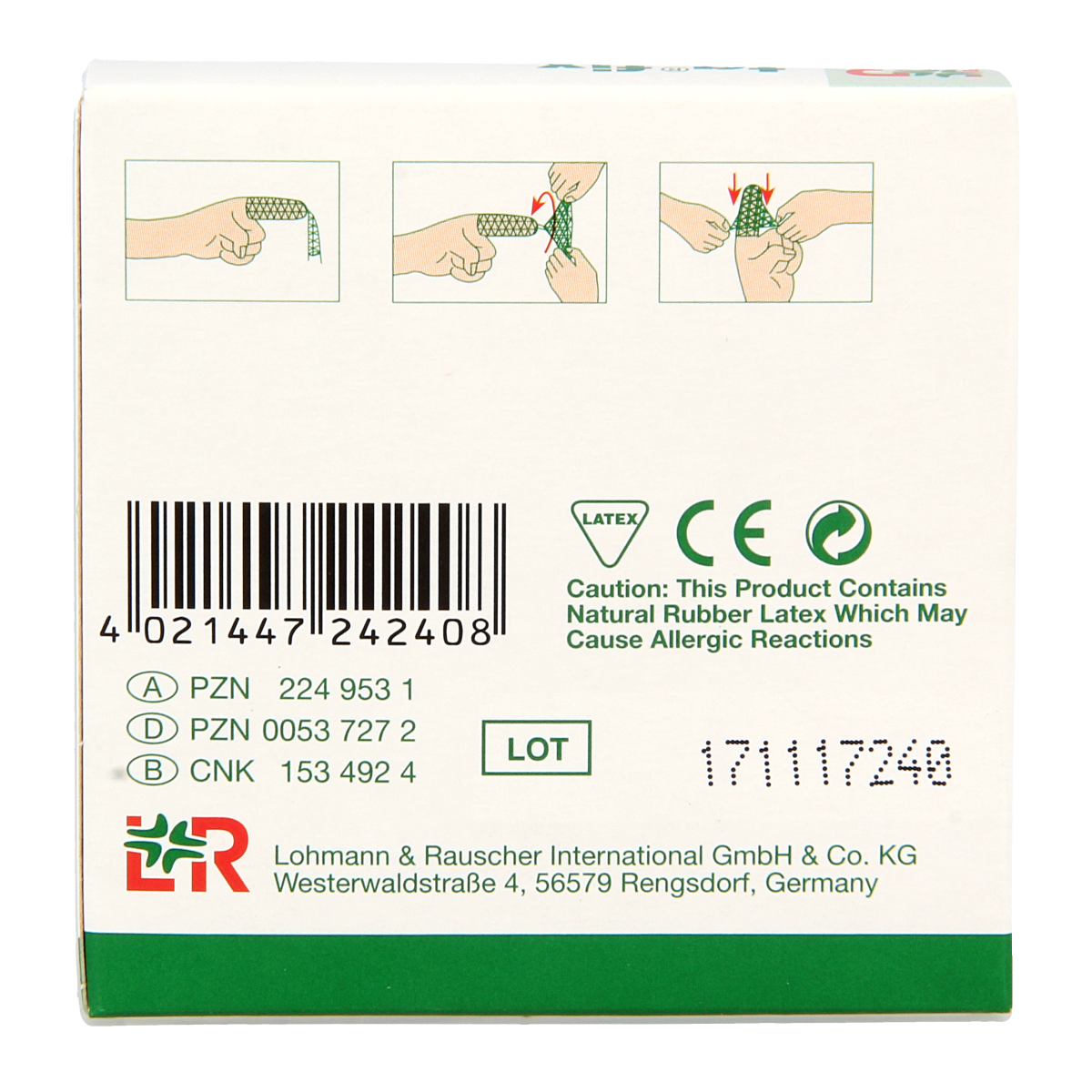 TG Fix netverband A rekbaar, 4-meter vinger bandage, elastic medical wrap, ideal for finger injury support.