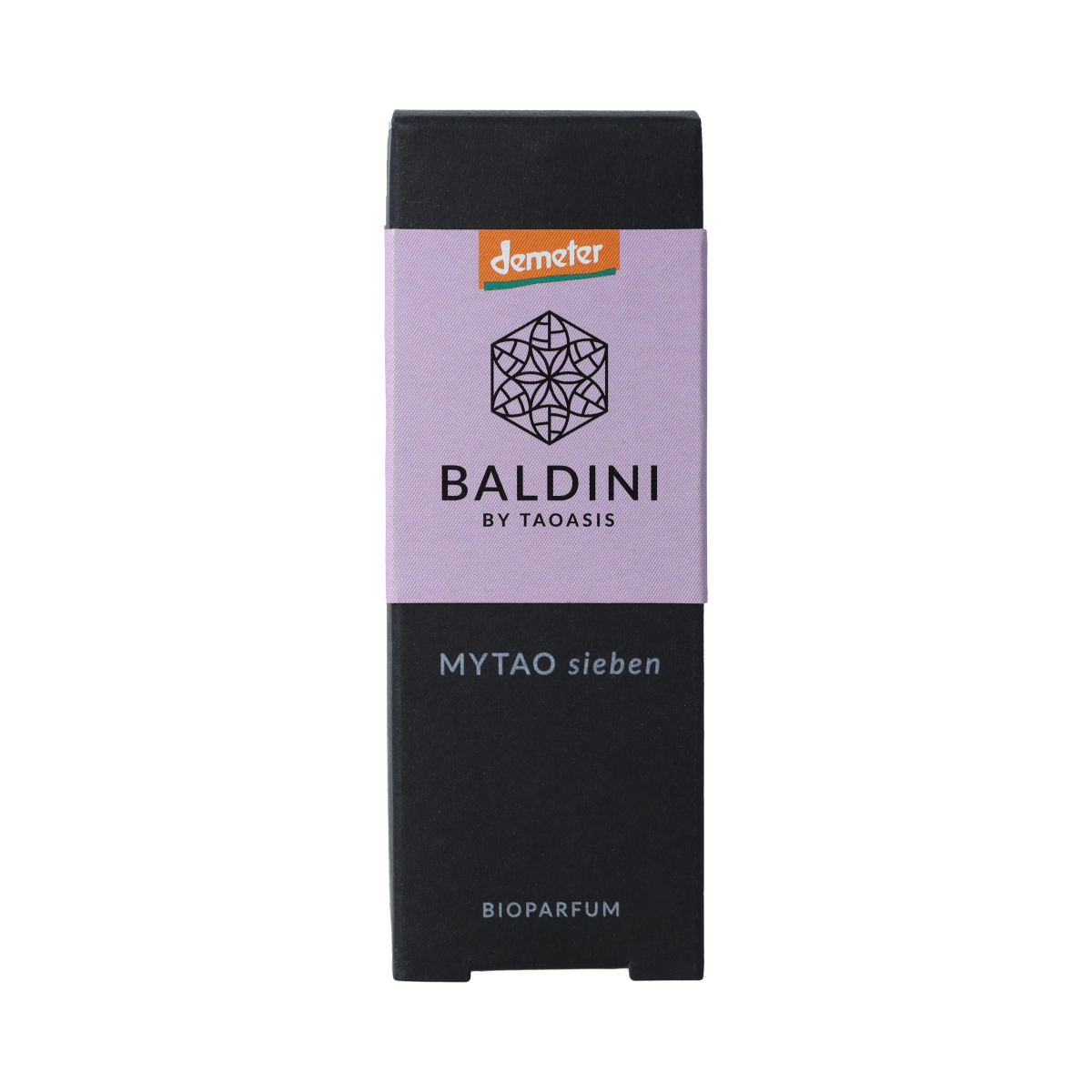 Baldini Mytao parfum zeven bio Demeter, 15ml bottle, natural scent, elegant packaging, aromatic fragrance for personal use
