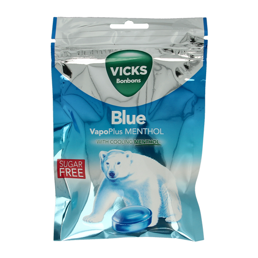 Vicks Blue menthol suikervrij bag 72.00 Gram