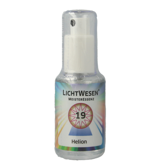 Lichtwesen Helion tinctuur 19, 30ml bottle, spiritual product with dark amber glass and label display, designed for spiritual use.