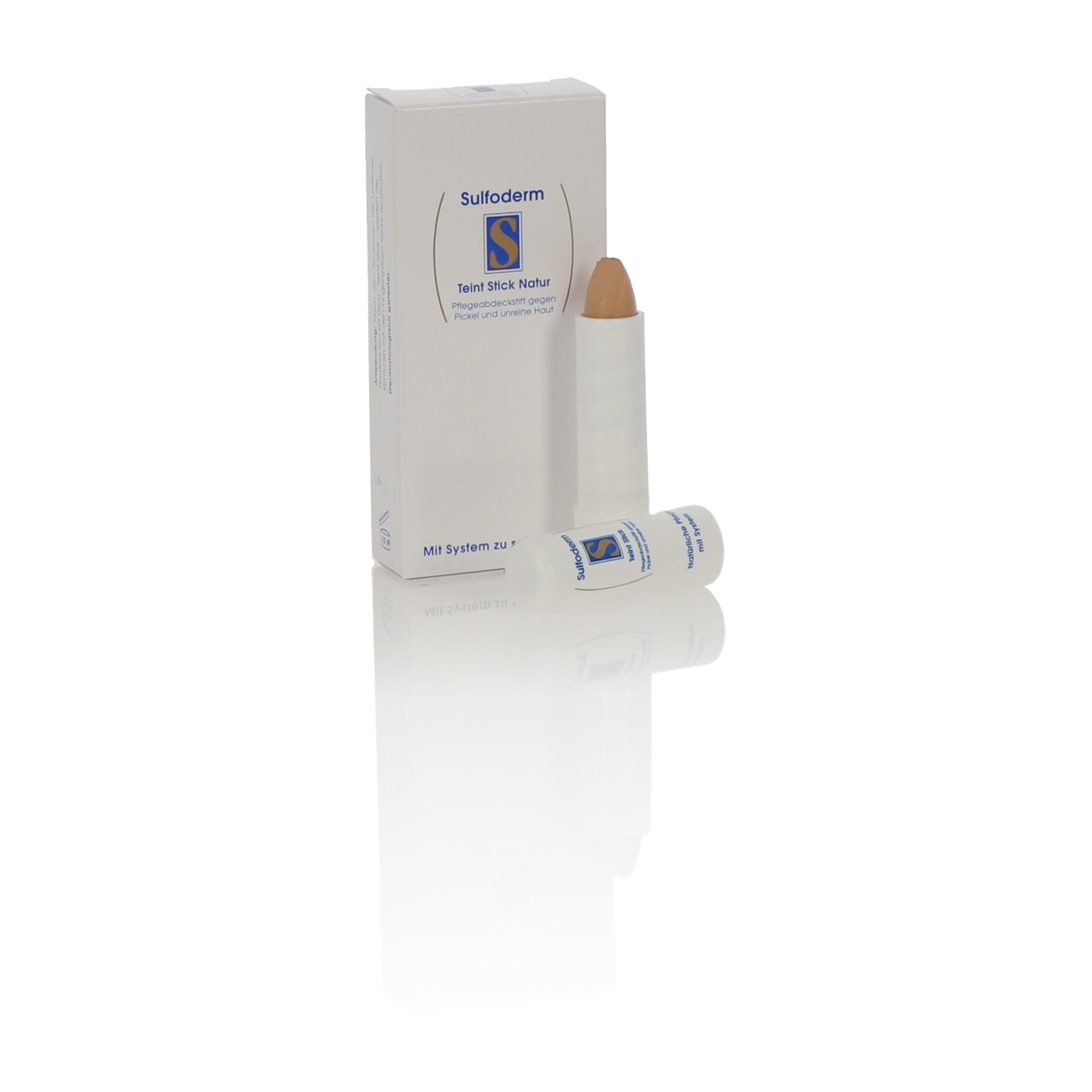 Sulfoderm S teint stick naturel 1.00, a makeup product from Sulfoderm, showing the natural-toned stick in its packaging.