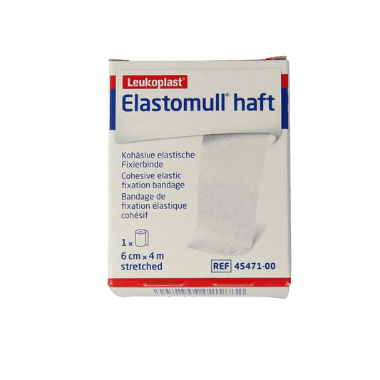 Elastomull Fixatiewindsel windsels, 4m x 6cm, white elastic bandage for wound support and compression.