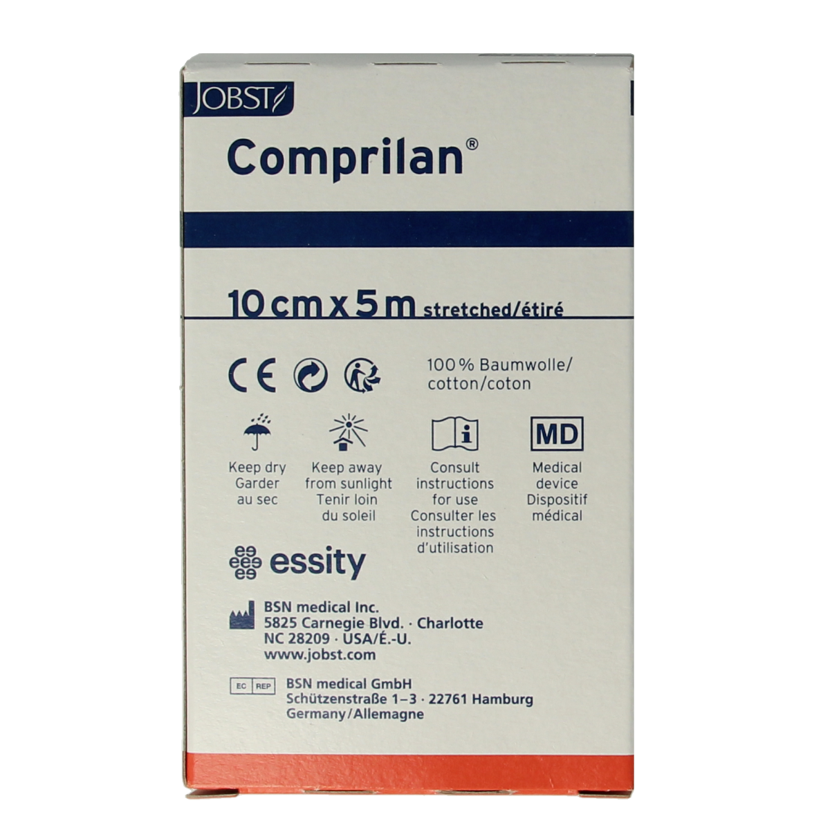 Comprilan brand short compression bandage, 5m x 10cm, wound dressing windsels, for medical support and compression therapy