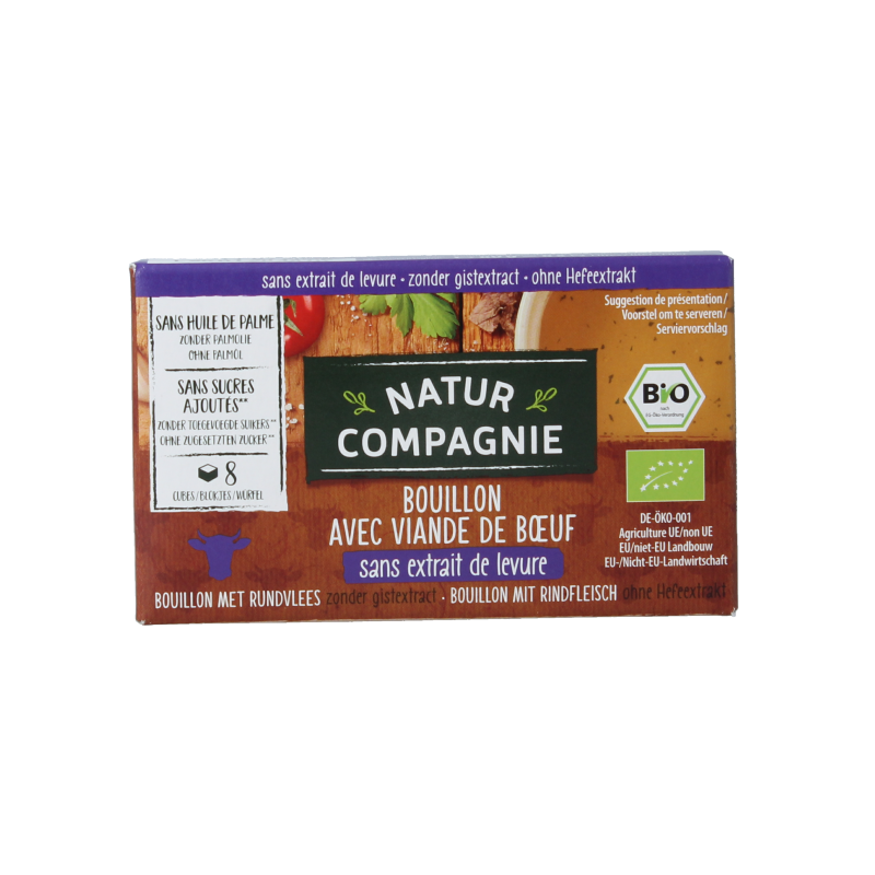 Natur Compagnie Runderbouillon gist- en suikervrij bio 8 Stuks